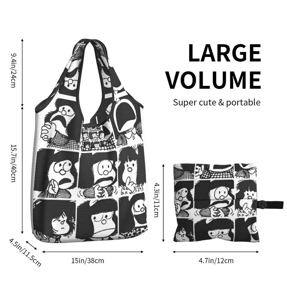 Custom Vintage Mafalda Manga Grocery Shopping Bag 132 S53dbb28ed62845aea4b214cd715c25eaV