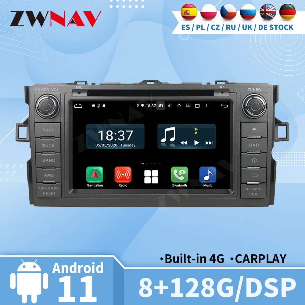 

Carplay радио Bluetooth для Toyota Auris 2010 2011 2013 2014 GPS Автомобильный мультимедийный центральный 2 Din Android Авто экран стерео