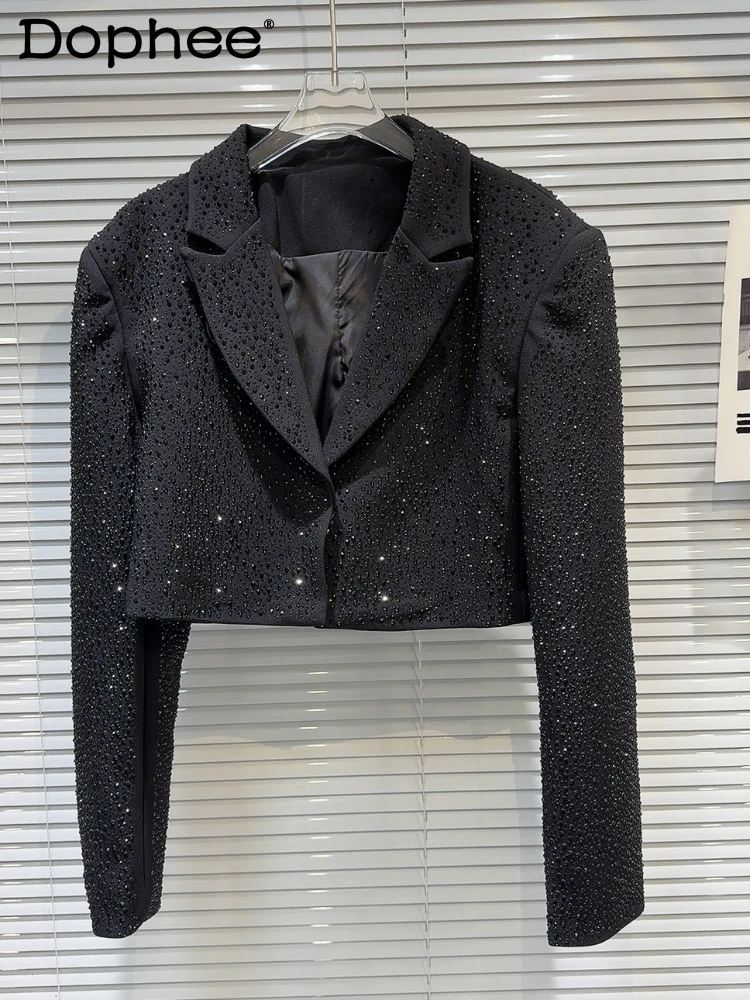 Тяжелое строгое искусственное пальто с длинным рукавом с подкладкой на плече, новинка весны 2024, Черное короткое пальто в стиле ретро с пышными рукавами для женщин
Тяжелое строгое искусственное пальто с длинным рукавом с подкладкой на плече, новинка весны 2024, Черное короткое пальто в стиле ретро с пышными рукавами для женщин