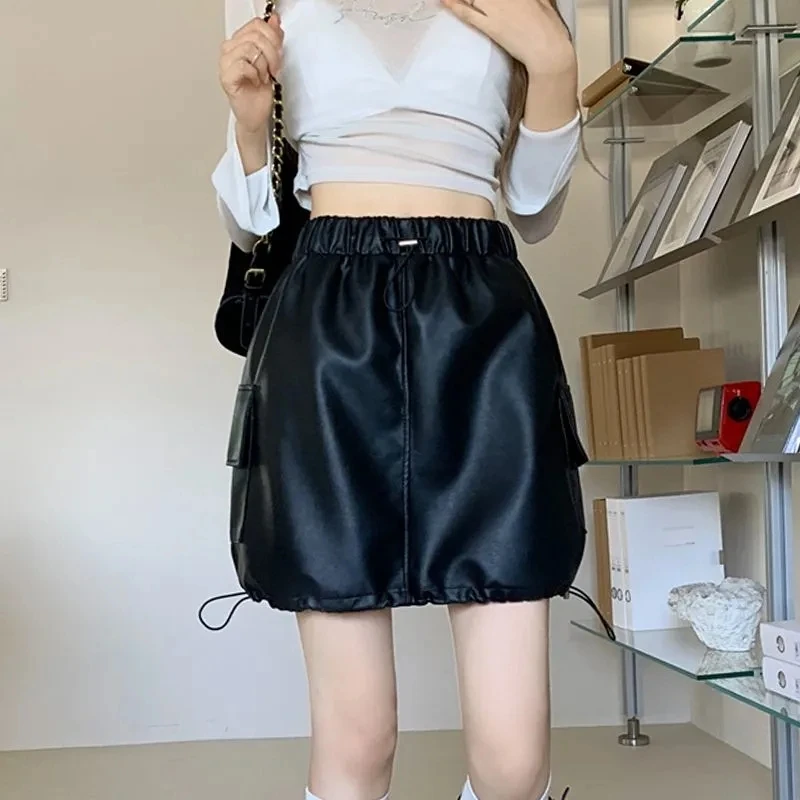 Workwear Pu Leather Half-body Skirt New Autumn Winter Pocket Leather Skirt Skinny A-line Skirt Women Drawstring Adjustable
Workwear Pu Leather Half-body Skirt New Autumn Winter Pocket Leather Skirt Skinny A-line Skirt Women Drawstring Adjustable