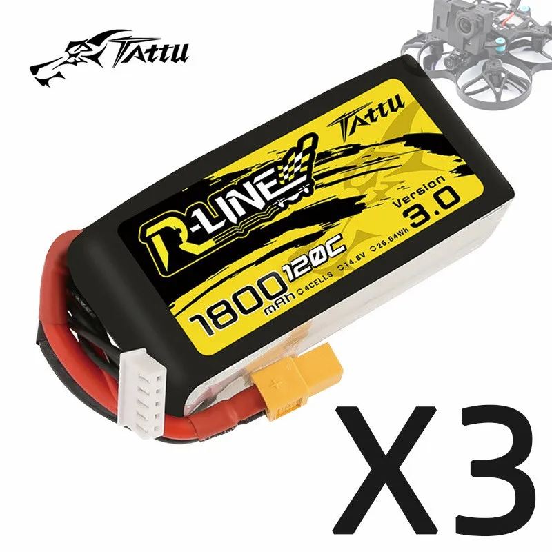 

3Pcs TATTU R-LINE 3.0 14.8V 1800mAh 120C LiPo Battery For RC Helicopter Quadcopter FPV Racing Drone Parts With XT60 4S BATTERY