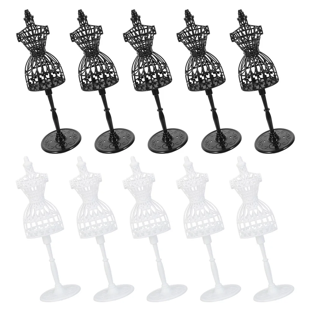 

10 Pcs Clothes Mannequin Plastic Hangers Mini Clothing Stands Dress Display Form Female Rack Miniature Girl Accessory