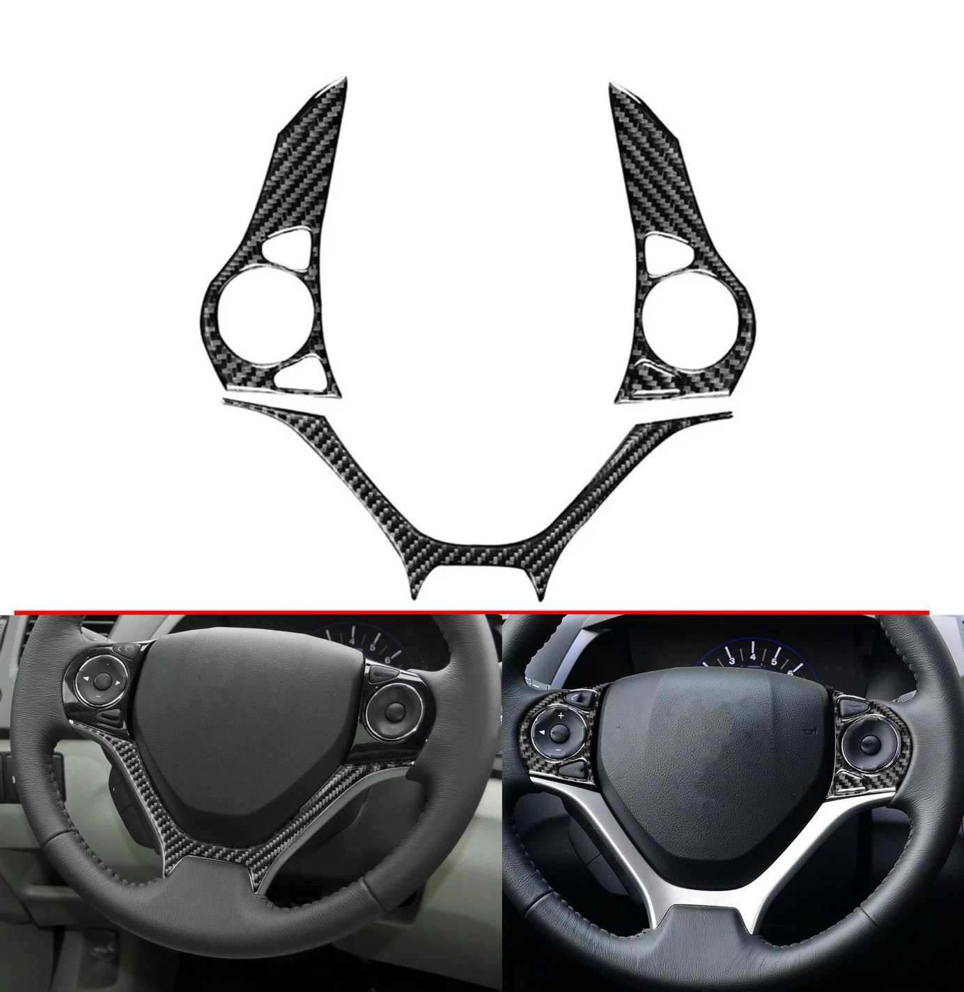 For Honda Civic 9th 2012 2013 2014 2015 3PCS Steering Wheel Trim Cover Car Styling Sticker Carbon Fiber Accessories Auto
For Honda Civic 9th 2012 2013 2014 2015 3PCS Steering Wheel Trim Cover Car Styling Sticker Carbon Fiber Accessories Auto