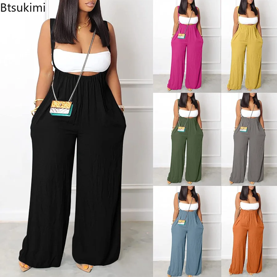 New2023 Women's Casual Jumpsuits with Pocket Solid Backless Sleeveless Wide Leg Suspender Jumpsuit Female Loose Rompers Overalls 
New2023 Women's Casual Jumpsuits with Pocket Solid Backless Sleeveless Wide Leg Suspender Jumpsuit Female Loose Rompers Overalls