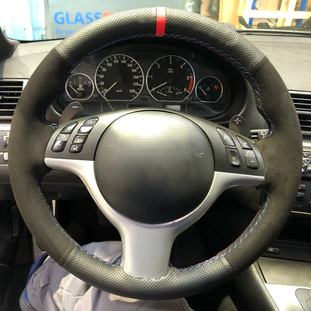 Black Genuine Leather Suede Non-Slip DIY Car Steering Wheel Cover For BMW E46 E39 330i 540i 525i 530i 330Ci M3 2001 2002 2003
Black Genuine Leather Suede Non-Slip DIY Car Steering Wheel Cover For BMW E46 E39 330i 540i 525i 530i 330Ci M3 2001 2002 2003