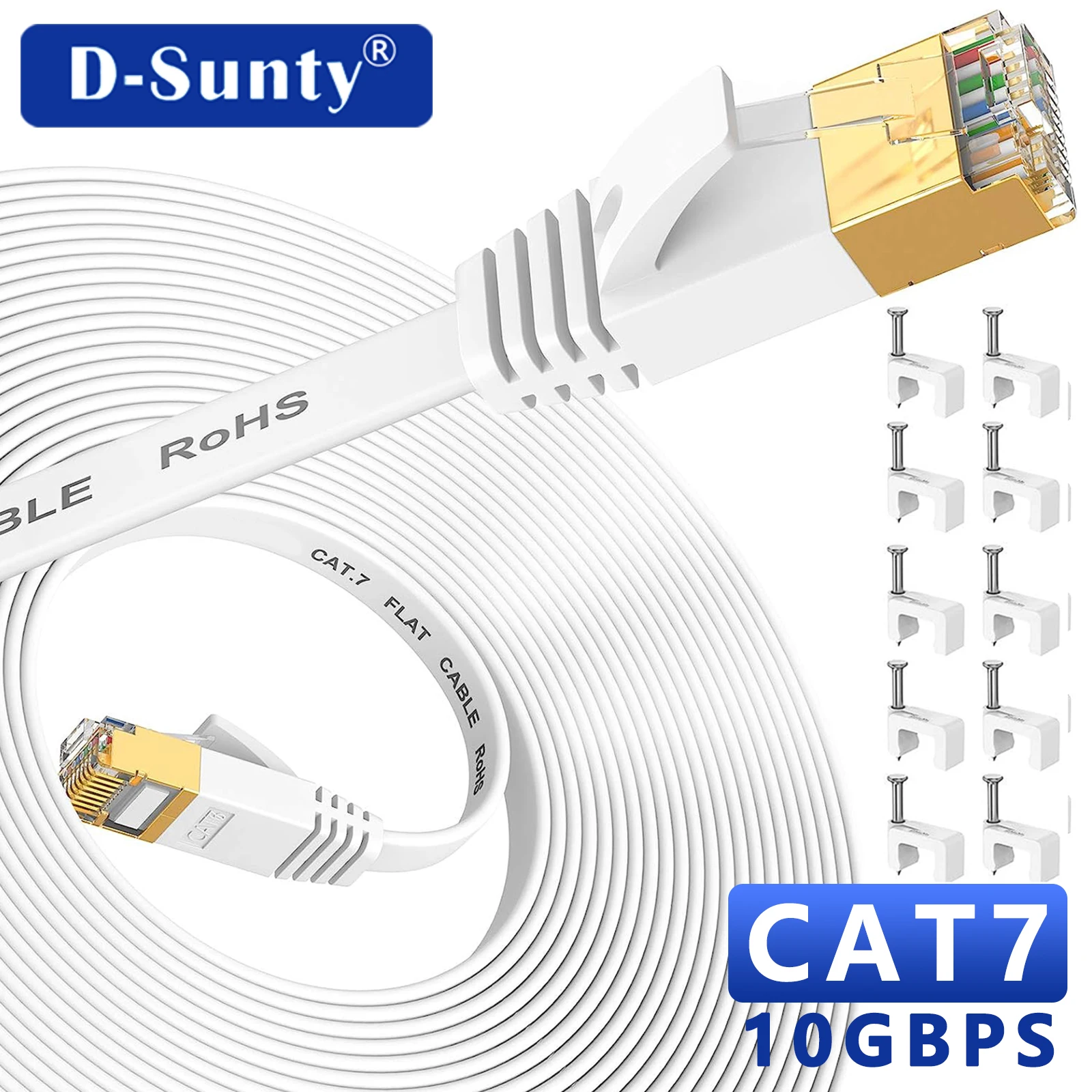 

Ethernet Cable Cat7 10Gbps Flat High Speed RJ45 Internet Network Cable 10m 20m 30m Patch Cord for Modem Router Cat 7 Lan Cable