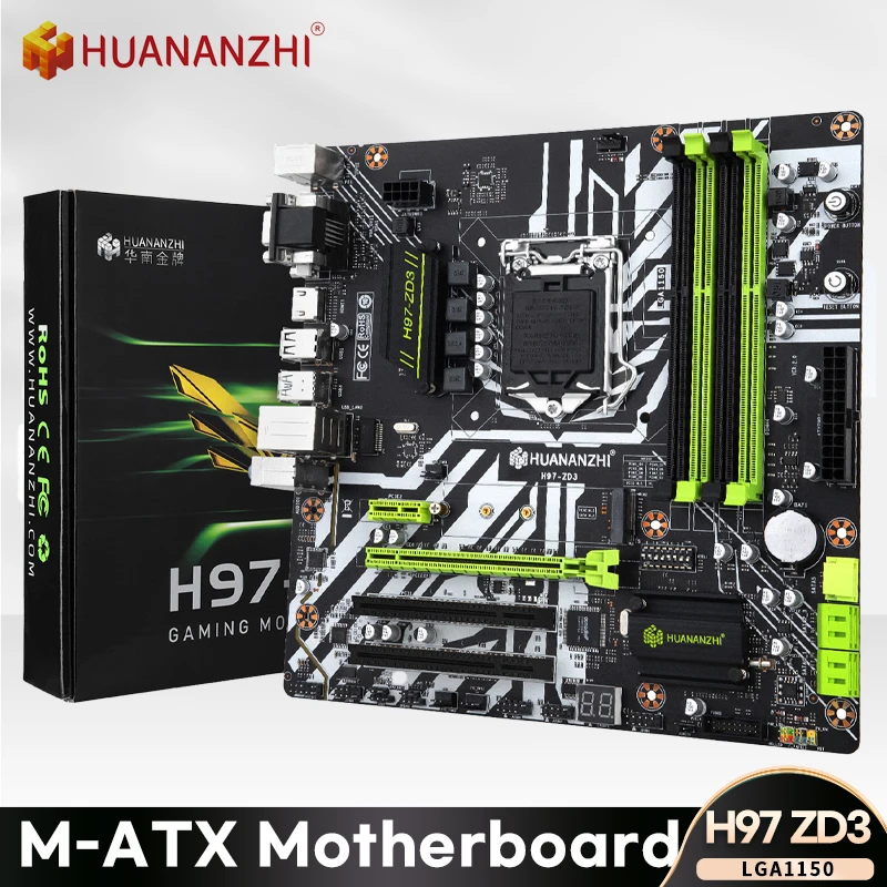 HUANANZHI H97 ZD3 H97 motherboard LGA 1150 M-ATX SATA3 USB3.0 NVME NGFF M.2 SSD support non-ecc RAM core i3 4130 i5 4460 i7 4770
HUANANZHI H97 ZD3 H97 motherboard LGA 1150 M-ATX SATA3 USB3.0 NVME NGFF M.2 SSD support non-ecc RAM core i3 4130 i5 4460 i7 4770