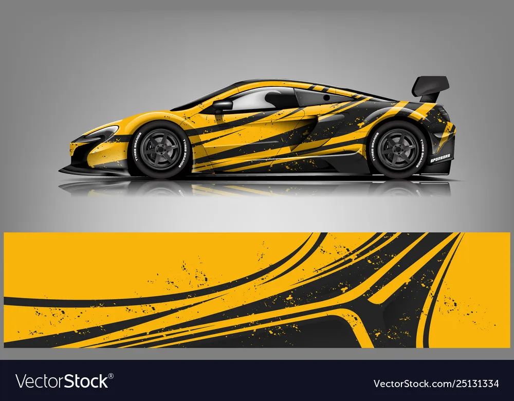 

Yellow Lightning Car Protect Full Wrap Sticker Decal Decorative Cut Body Racing Graphic Decal Vinyl Wrap Modern Design Red Retro