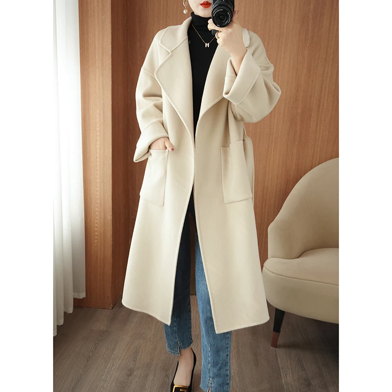 Hot selling new 100% wool women's double-sided woolen coat solid color knitted fashionable trend women's lapel cardigan wool coa
Hot selling new 100% wool women's double-sided woolen coat solid color knitted fashionable trend women's lapel cardigan wool coa
