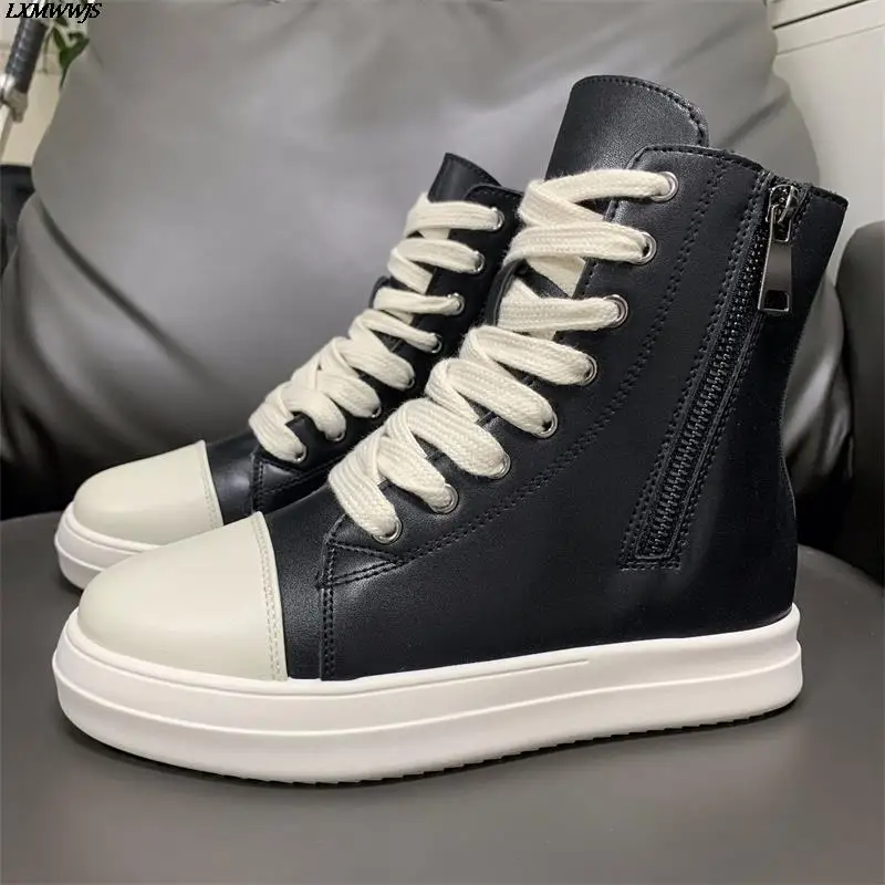 

High Top Sneakers Platform Corss Tied Causal Flats Zip Ankle Botas Chaussure Femme Women Sneakers Zipper Leather Casual Shoes
