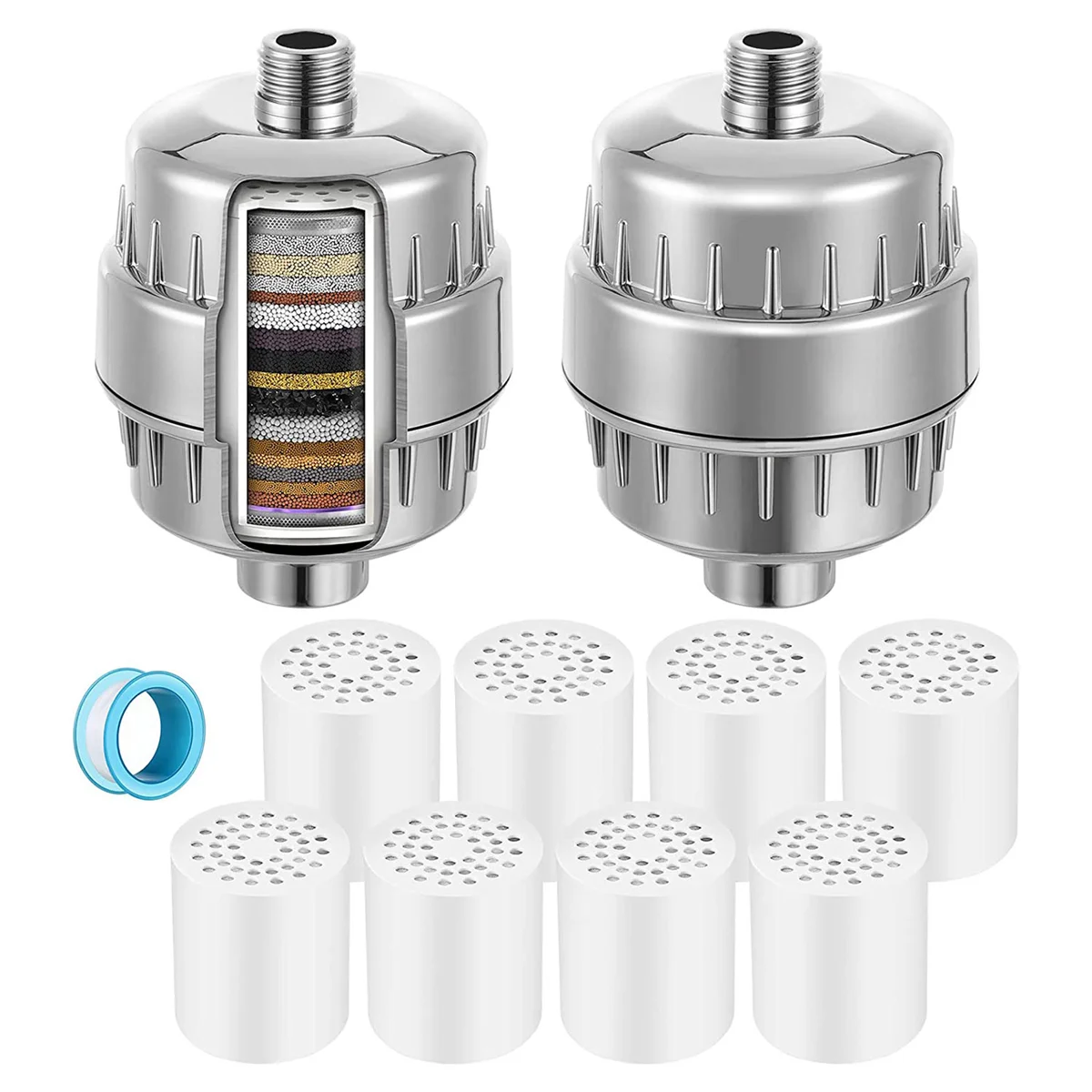 20 Stage Shower Head Filters for Hard Water, 2 Pcs Shower Water Softener Filters with 8 Replacement Cartridges
20 Stage Shower Head Filters for Hard Water, 2 Pcs Shower Water Softener Filters with 8 Replacement Cartridges