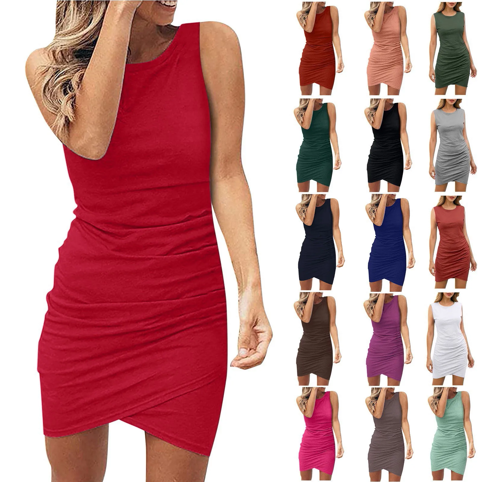 Женские летние платья, мини-платье vestidos, круглый вырез, элегантный свитер с рюшами, однотонный, без рукавов, приталенный крой
Женские летние платья, мини-платье vestidos, круглый вырез, элегантный свитер с рюшами, однотонный, без рукавов, приталенный крой