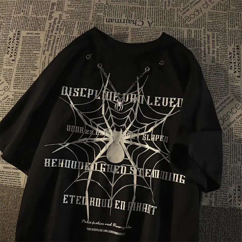 Men and Women Spider Letter T-shirt Loose Short Sleeved Shirt Summer Necklace European and American Cool Clothes for Lovers
Men and Women Spider Letter T-shirt Loose Short Sleeved Shirt Summer Necklace European and American Cool Clothes for Lovers