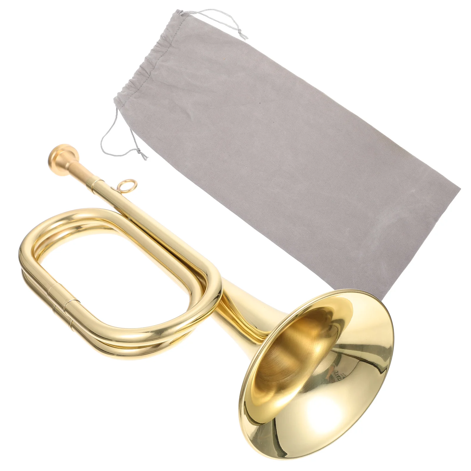 

Brass Bugle Call Trumpet Brass Cavalry Horn with Mouthpiece for School Band Cavalry Orchestra Brass Musical Instrument
