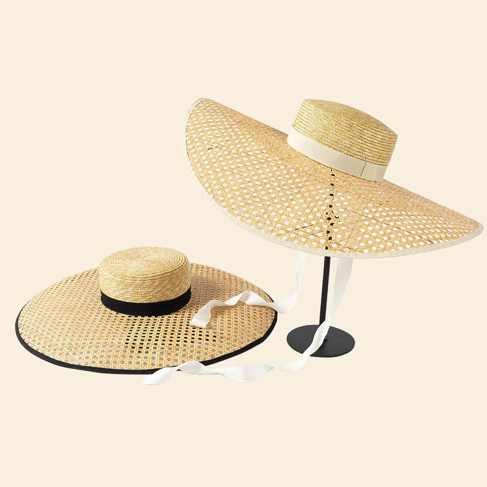 Fashion retro full hand woven hollowed out large eaves flat top straw hat stage catwalk sunshade straw hat
Fashion retro full hand woven hollowed out large eaves flat top straw hat stage catwalk sunshade straw hat