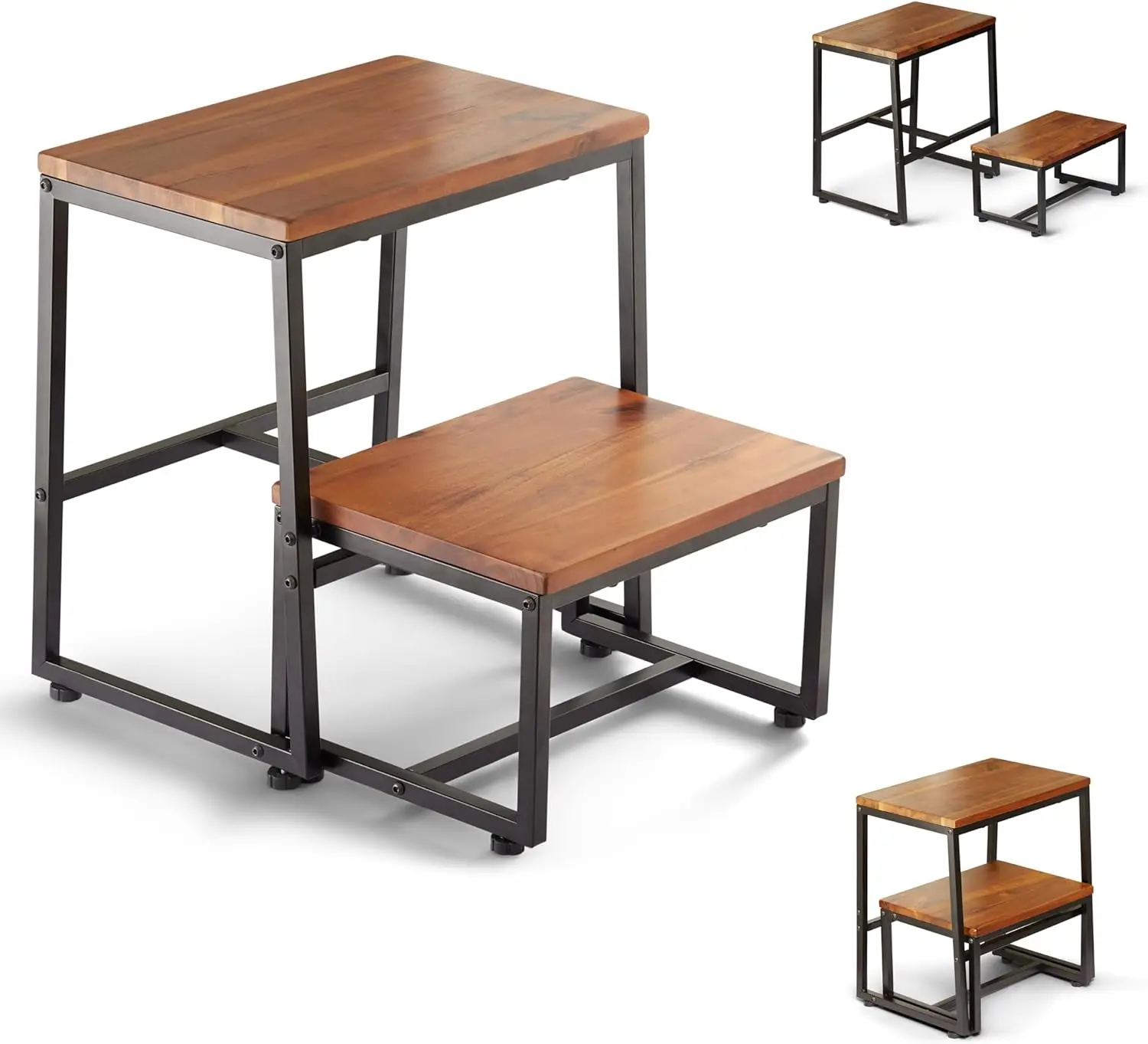Wooden Step Stool, 3 in 1 Heavy Duty Two-Step Stool for Adults, Step Stool with Heavy Duty Steel Frame Hold up to 550Lb
Wooden Step Stool, 3 in 1 Heavy Duty Two-Step Stool for Adults, Step Stool with Heavy Duty Steel Frame Hold up to 550Lb