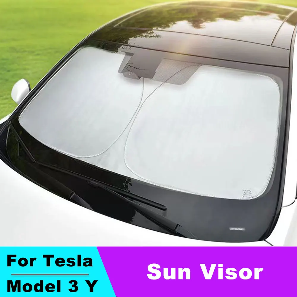 

Car Front Windshield Sunscreen For Tesla Model 3 Y Window Sunscreen Visor Sun Shade Blocks UV Rays Protection Parasol Coche