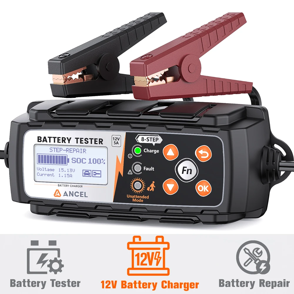 ANCEL BT521 12V Car Battery Charger LCD Display Motorcycle Battery Tester Diagnostic Tools Lead Acid Li Battery Car Repair Tool 
ANCEL BT521 12V Car Battery Charger LCD Display Motorcycle Battery Tester Diagnostic Tools Lead Acid Li Battery Car Repair Tool