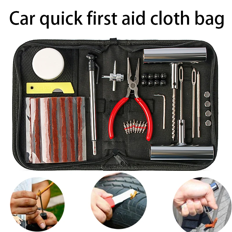 46-piece Set of Quick First Aid Cloth Bag Tire Repair Tool Bolt Tool Set Car Motorcycle Electric Vehicle Bicycle Tire Repair Kit
46-piece Set of Quick First Aid Cloth Bag Tire Repair Tool Bolt Tool Set Car Motorcycle Electric Vehicle Bicycle Tire Repair Kit