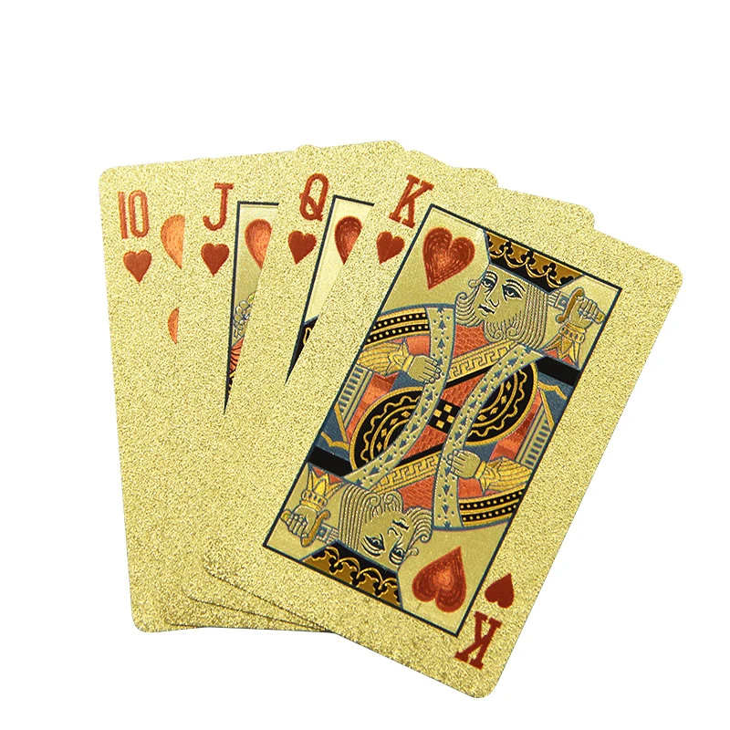 

Custom Plastic Pvc/Pet Printer Golden Paper Playing Cards Poker Game 24k-gold Printing Playing Card Gold Foil Thank You Card red