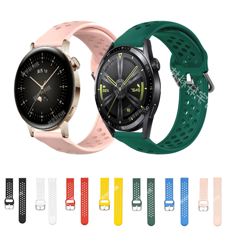 

Ремешок быстросъемный для Huawei Watch GT 3 42 мм 46 мм/GT 2 Pro/GT3 Pro 43 мм/2E/Runner/Buds, спортивный силиконовый браслет, 20 мм 22 мм