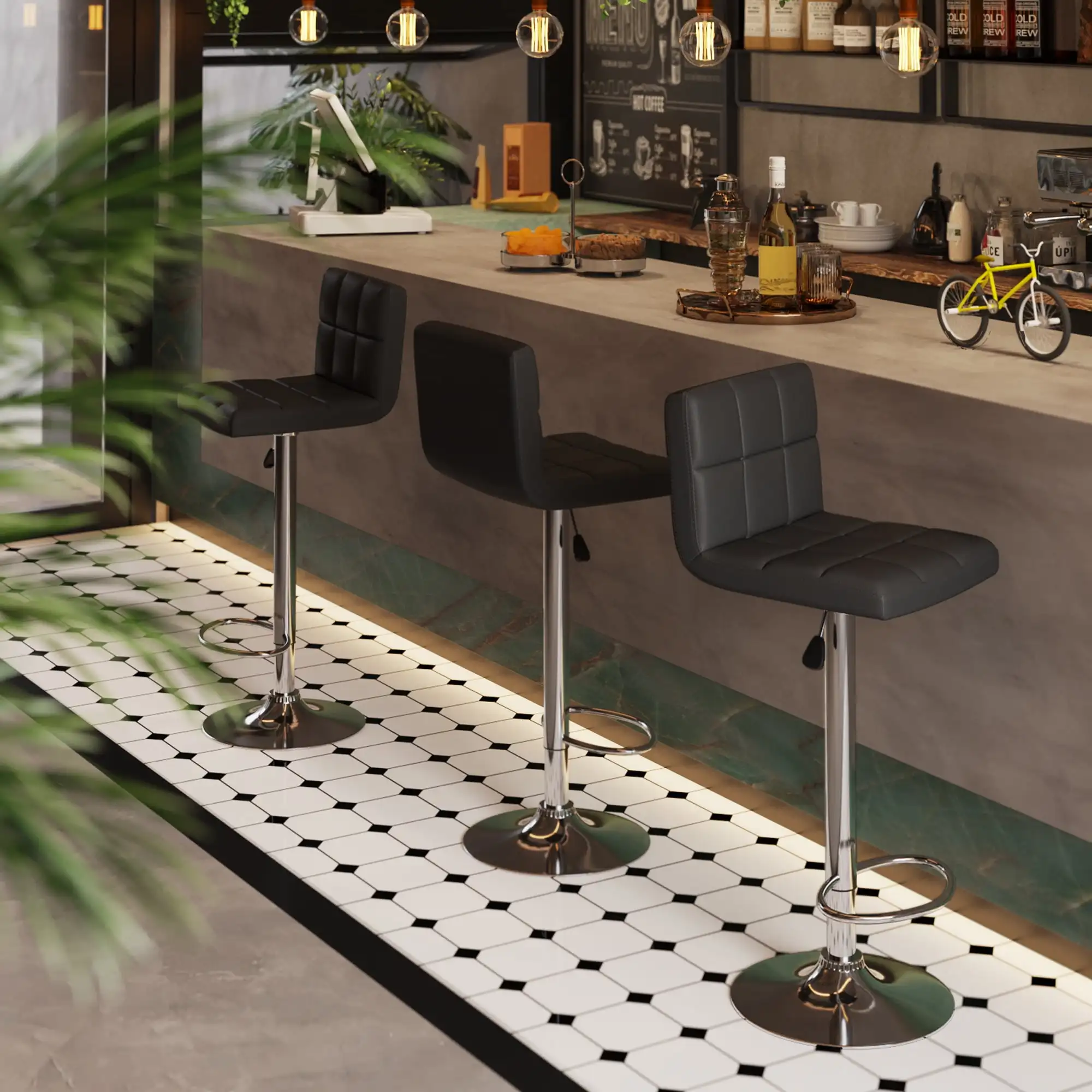 Vineego Modern Square PU Leather Swivel Adjustable Bar Stool, Set of 2, Bar Stool for Kitchen Counter,Black
Vineego Modern Square PU Leather Swivel Adjustable Bar Stool, Set of 2, Bar Stool for Kitchen Counter,Black