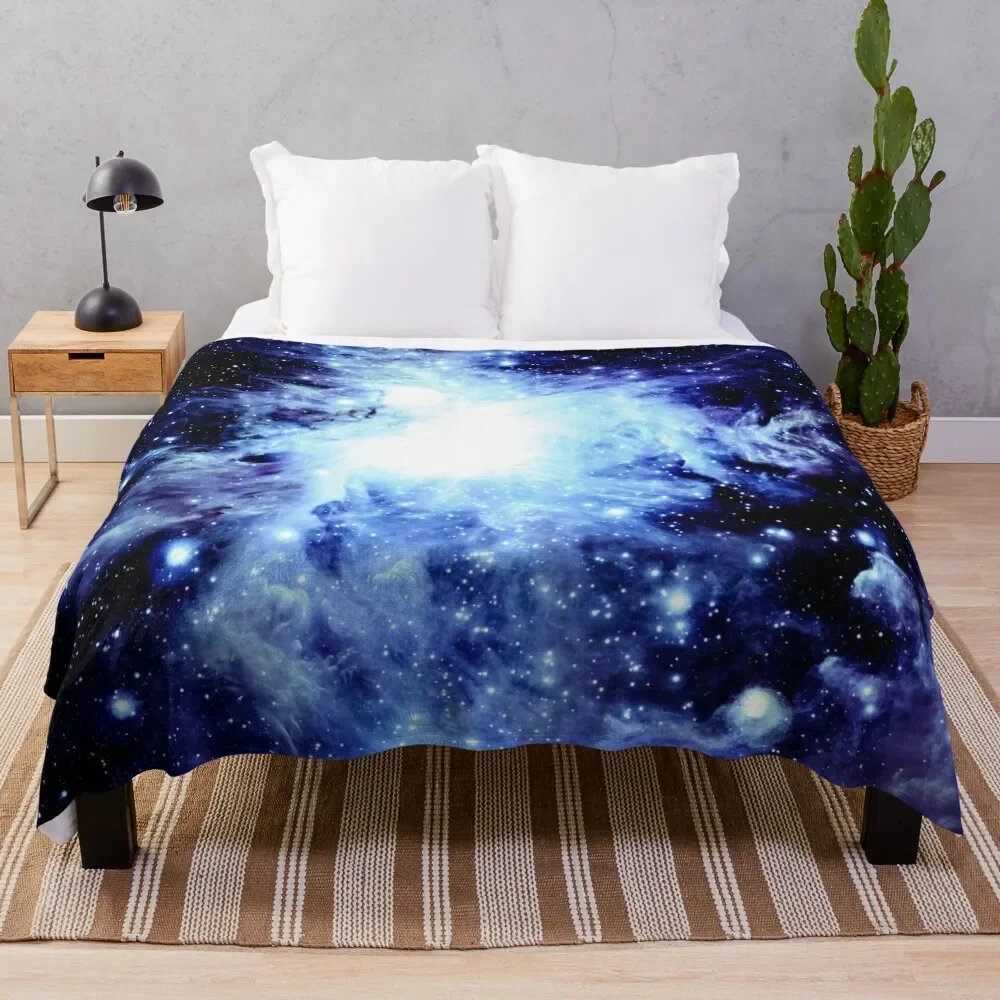 

Galaxy Blue Indigo Orion Nebula Throw Blanket Flannel Fabric Decorative Beds heavy to sleep Plush Blankets