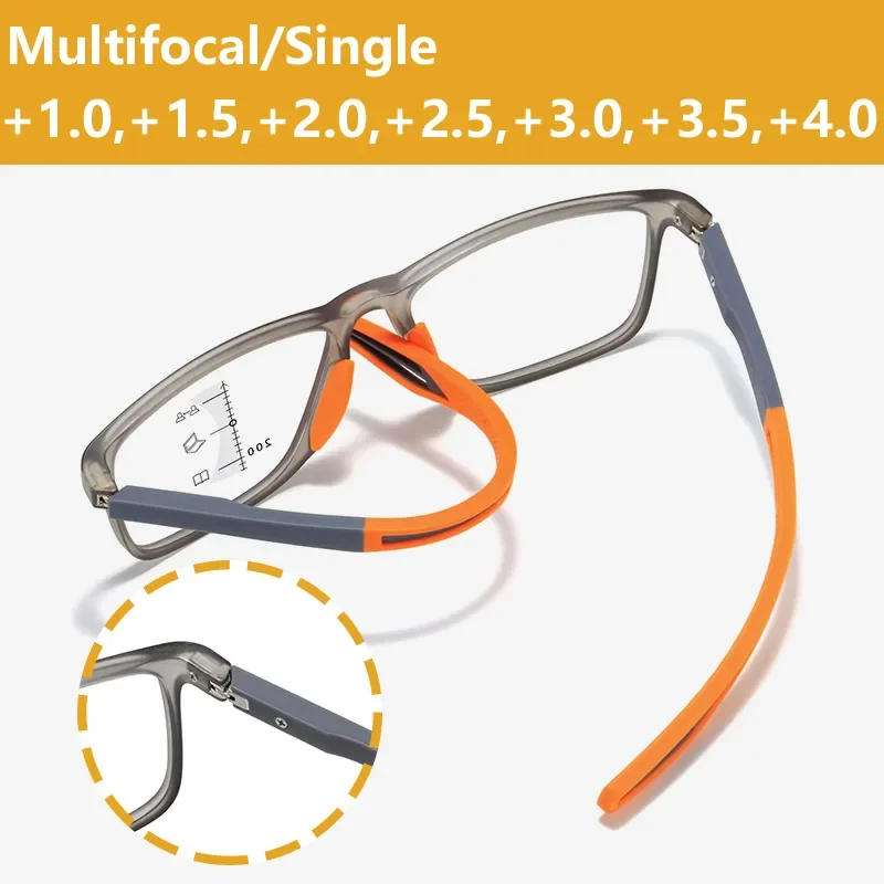 

Multifocal Progressive Reading Glasses Women Men TR90 Frame Anti Blue Light Sports Bifocal Presbyopia Eyeglasses With Diopter