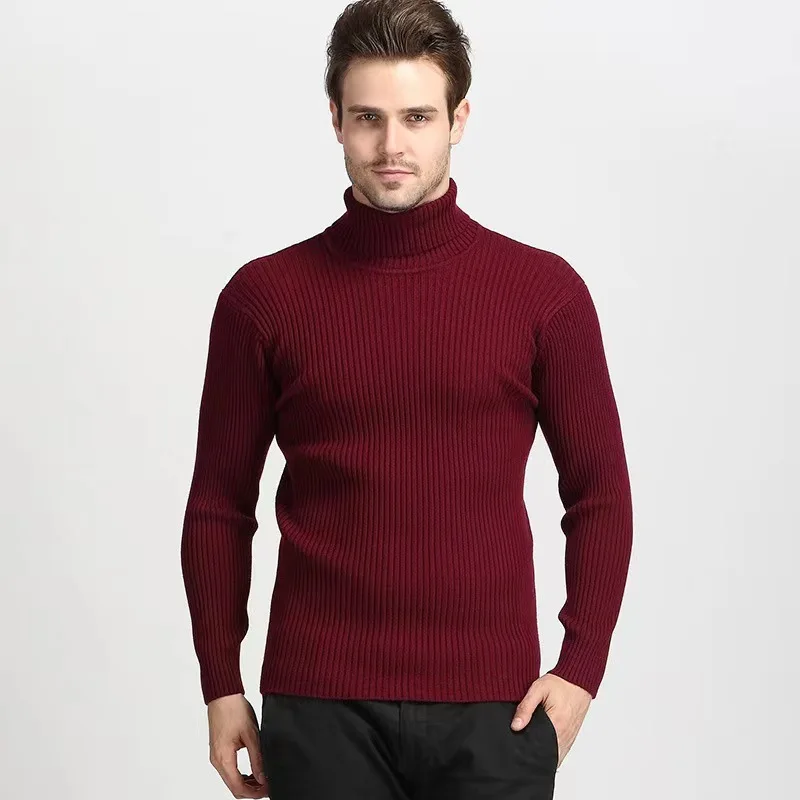 Men's turtleneck sweater European and American casual solid color vertical pattern pullover with bottom line men
Men's turtleneck sweater European and American casual solid color vertical pattern pullover with bottom line men