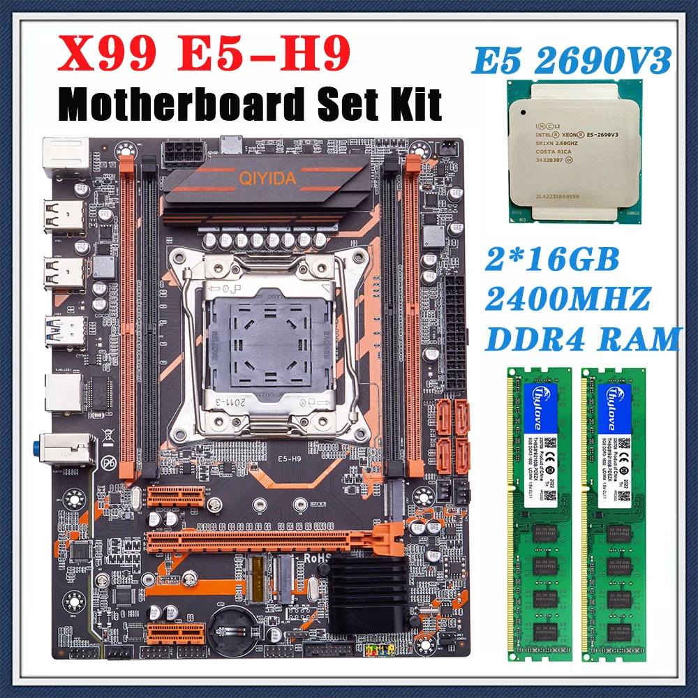 X99 E5-H9 Motherboard Set With E5 2690 V3 Processor LGA 2011-3 Kit 2*16GB=32GB 2400MHz DDR4 ECC RAM Support SATA 3.0 Nvme M.2
X99 E5-H9 Motherboard Set With E5 2690 V3 Processor LGA 2011-3 Kit 2*16GB=32GB 2400MHz DDR4 ECC RAM Support SATA 3.0 Nvme M.2