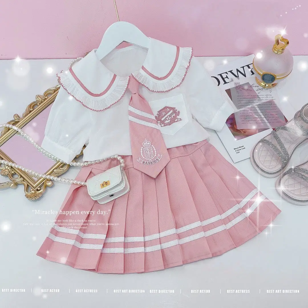 Preppy Style Girls Clothes Korean Summer Kids Outfits Suits For Child Tie Shirt Pleated Skirt Set 2023 2pcs Junior Girl Clothing
Preppy Style Girls Clothes Korean Summer Kids Outfits Suits For Child Tie Shirt Pleated Skirt Set 2023 2pcs Junior Girl Clothing