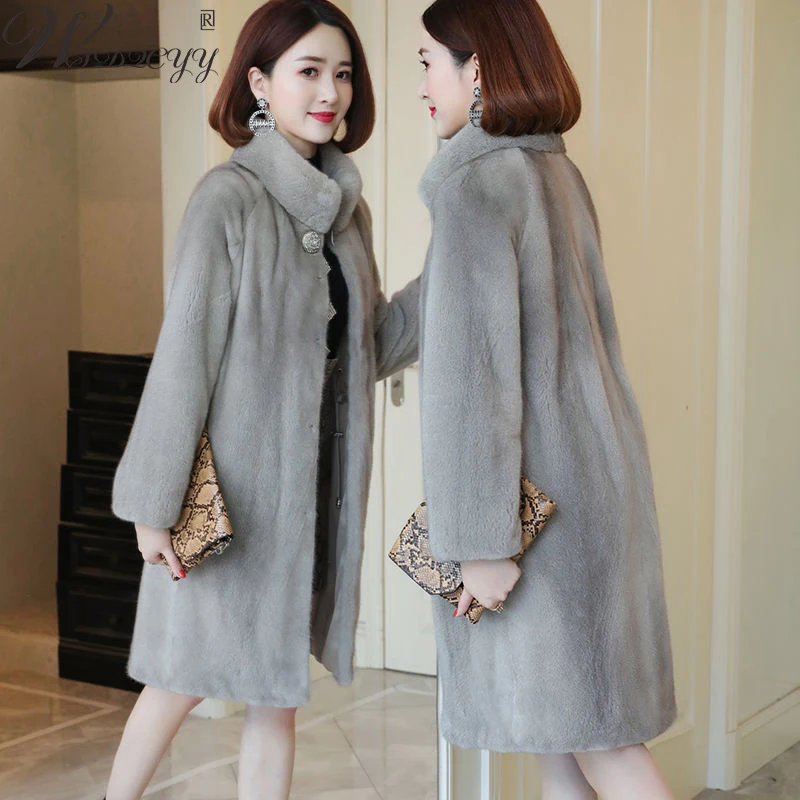 Imitation Mink Fur Winter Jacket Women Vintage Plus Size Long Faur Collar Coat Windproof Thick Stand Collar Loose Overcoat M-5XL
Imitation Mink Fur Winter Jacket Women Vintage Plus Size Long Faur Collar Coat Windproof Thick Stand Collar Loose Overcoat M-5XL