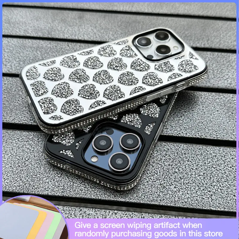 

Luxury Full Screen Diamond-encrusted Heart-shaped Phone Case Suitable for IPhone14 14promax 13pro 12 11 Anti-fall Advanced Sense