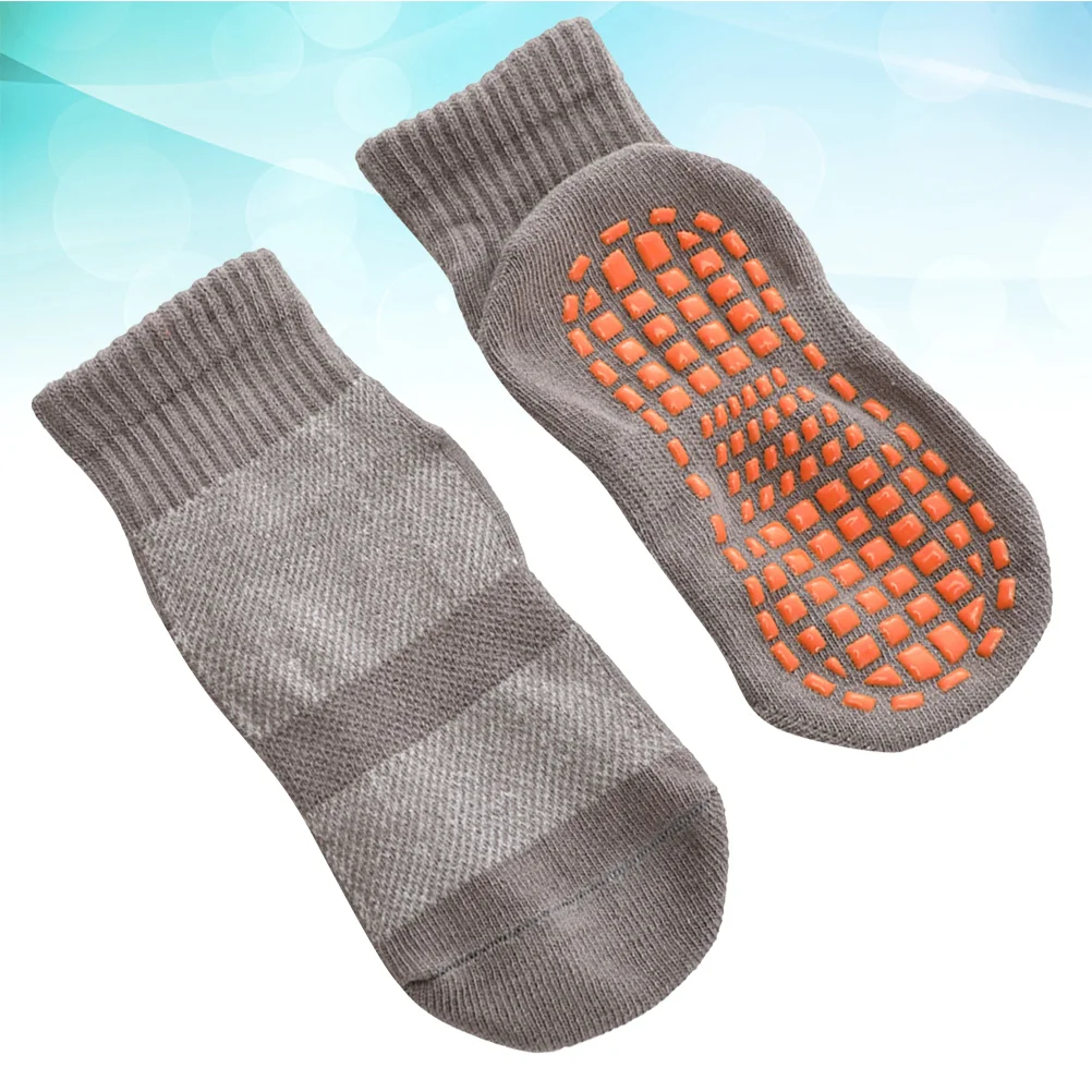 

3 Pairs Non-slip Floor Socks Practical Children Cotton Trampoline Sock Dispensing Sports Socks for Kids-S Size (Grey, Fit for