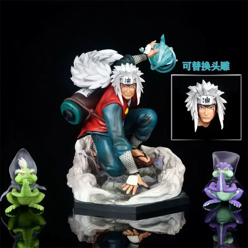 

Anime Naruto ststsue Toad Fairy Jiraiya GK Double Head Squatting position PVC Action Figure Collectible Model Doll Toy 19cm