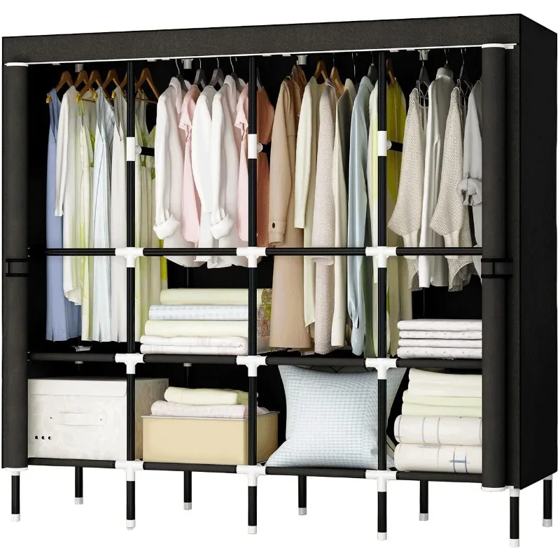 Pokfeic Portable Closet Wardrobe, 64in Wardrobe Closet for Clothes Hanging with 8 Storage Shelves & 4 Hanging Rods
Pokfeic Portable Closet Wardrobe, 64in Wardrobe Closet for Clothes Hanging with 8 Storage Shelves & 4 Hanging Rods