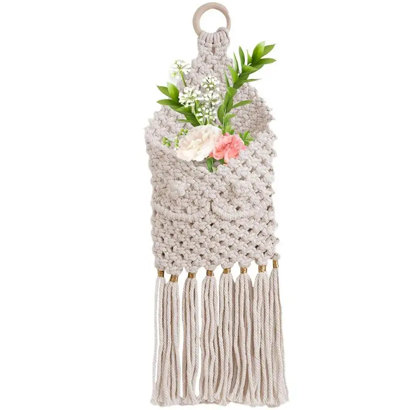 

Woven Tapestry Macrame Decor Macrame Wall Hang Dried Flower Holder Woven Bohemian Home Decoration Flower Shop Decor For Balcony