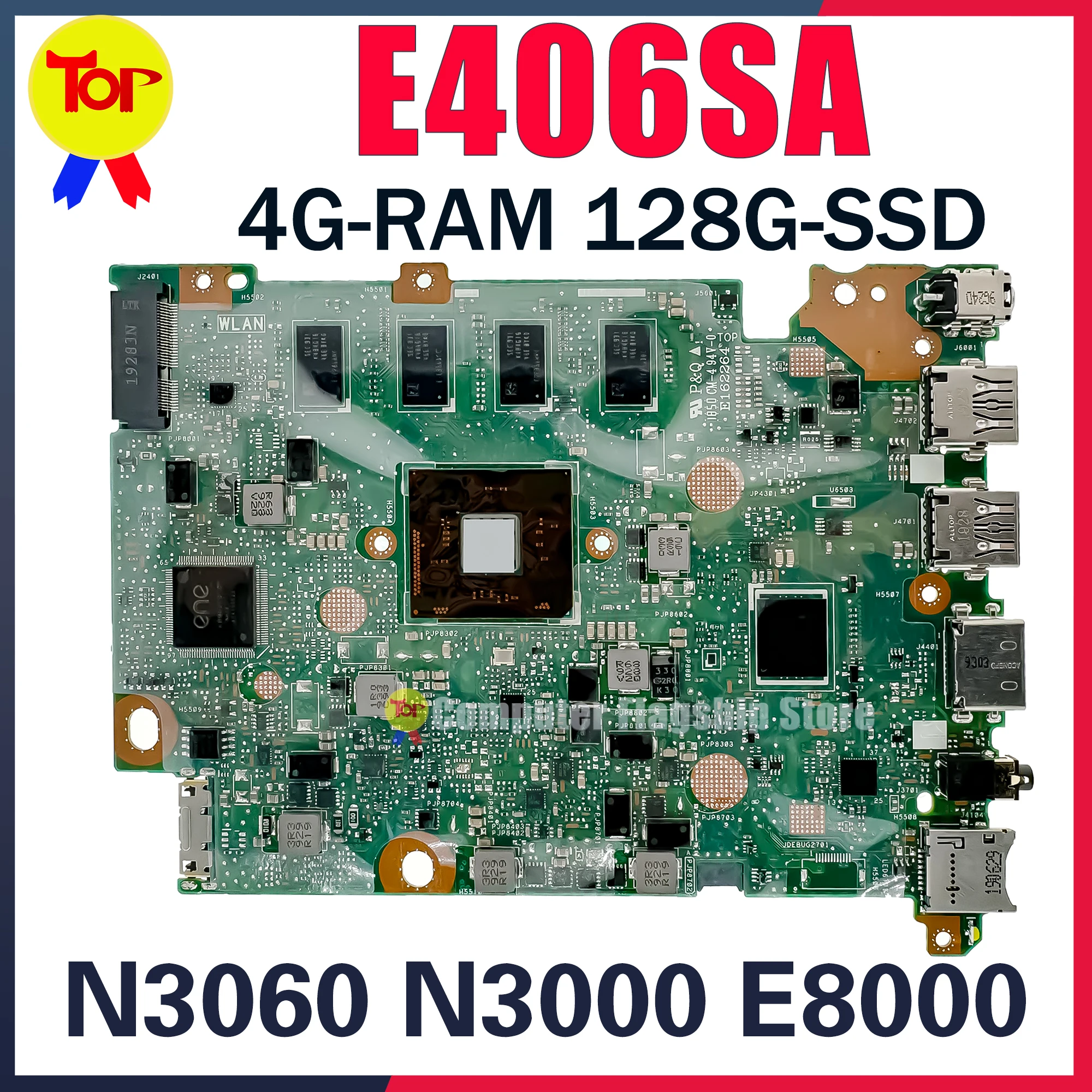 

KEFU E406SA Laptop Motherboard For ASUS E406S E406 E406SAA E406SAS N3000 N3710 4G-RAM 64G-128G-SSD Mainboard 100% Working