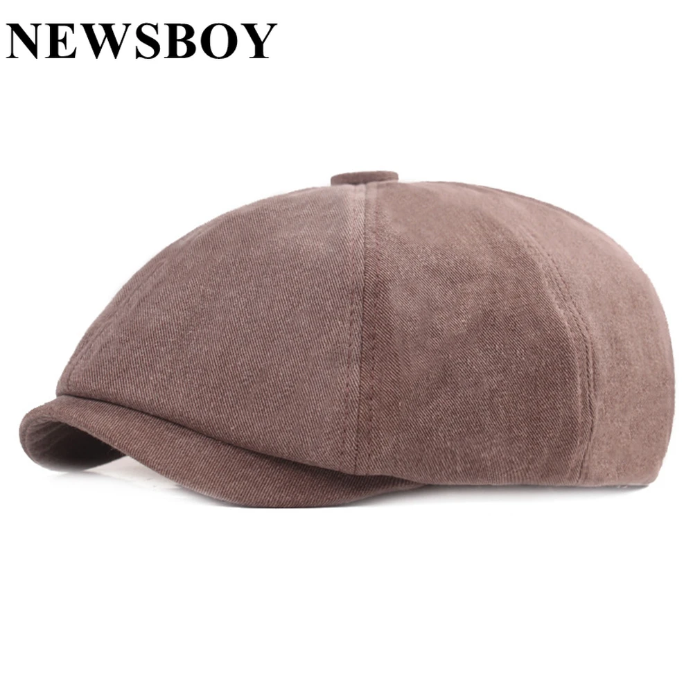 

NEWSBOY Cap Hats For Men Women Cotton Eight Panel Flat Cap Solid Octagonal Winter Hat Male Female Beret Khaki Black Coffee