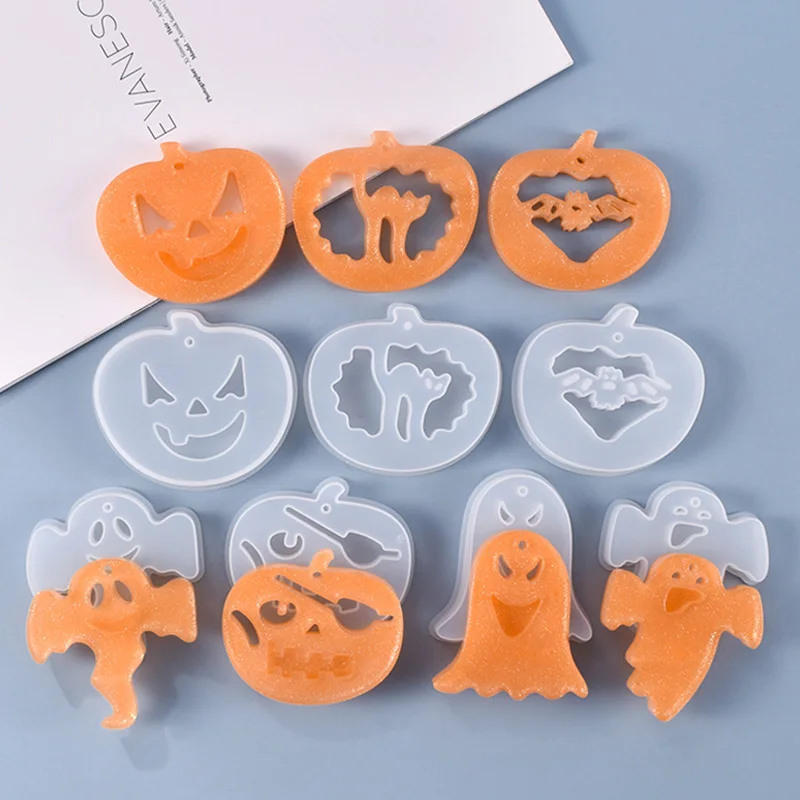 

31 Styles Halloween Pendant Silicone Mold DIY Casting Pumpkin Ghost Witch Keychain Pendant Epoxy Resin Mold Jewelry Making Tools
