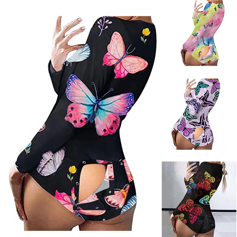 

Women Short Jumpsuithomewear Long Sleeved Jumpsuit Sexy Fancy Pajamas Spring Summer Romper Playsuit Buttoned Female Clothing