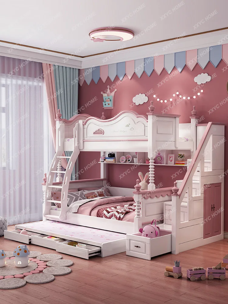

Детская Верхняя и нижняя двухъярусная кровать Двухярусная кровать регулируемая по высоте кровать для девочек двухъярусная кровать