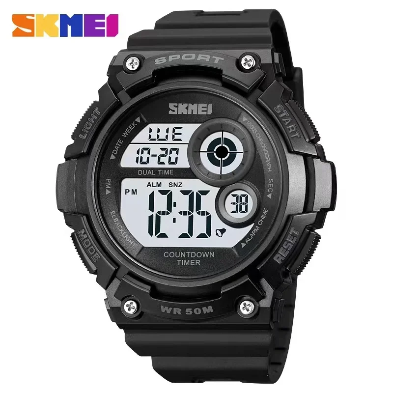 

SKMEI 2017 New Sport Back Light Digital Watch Mens 5Bar Waterproof Military Countdown Clock Wristwatches relogio masculino for K