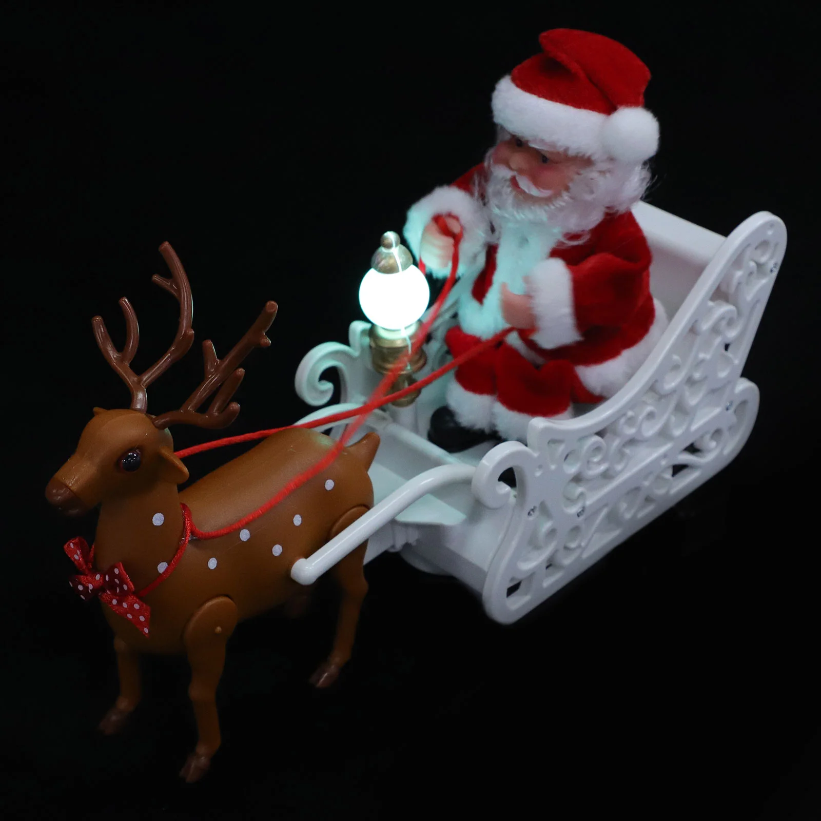 

Santa Claus Elk Sled, Electric Santa Claus Toys Christmas Elk Sleigh Pulling Santa Claus with Light 2022 Xmas Riding Reindeer