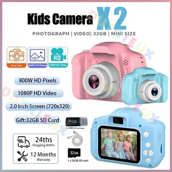 Brinde alegria aos seus filhos com a câmera digital infantil de desenhos animados! 8 Mini Children Camera X2 Digital Vintage Camera Educational Toys Kids Projection Video Camera Outdoor Photography Toy Gifts 32GB