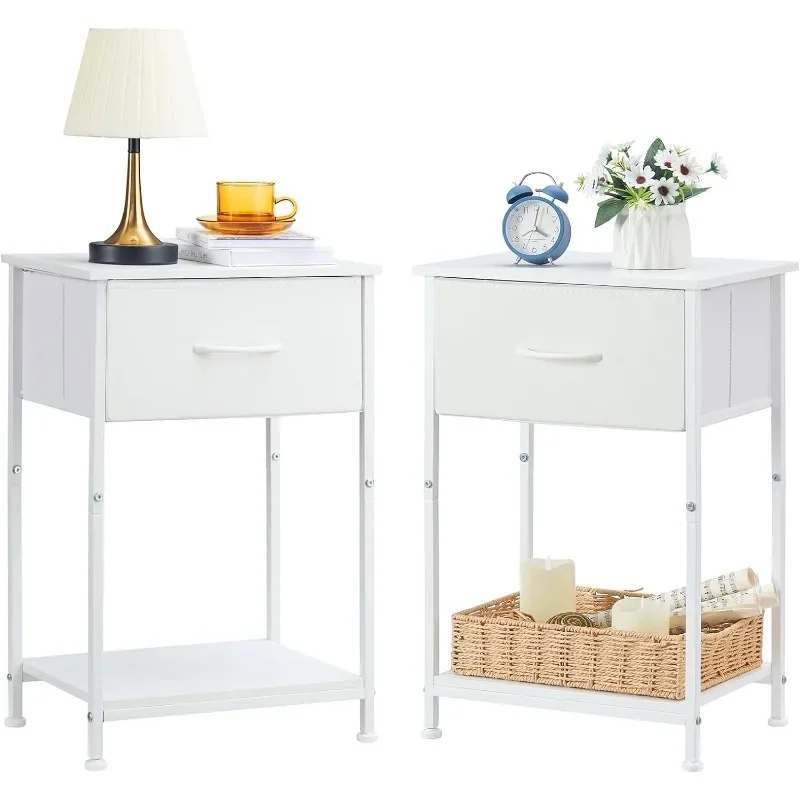 Nightstands Set of 2, Bedside Table Can be placed Living Room - Removable Fabric Drawer, Open Storage Shelf, Sturdy Steel Frame
Nightstands Set of 2, Bedside Table Can be placed Living Room - Removable Fabric Drawer, Open Storage Shelf, Sturdy Steel Frame