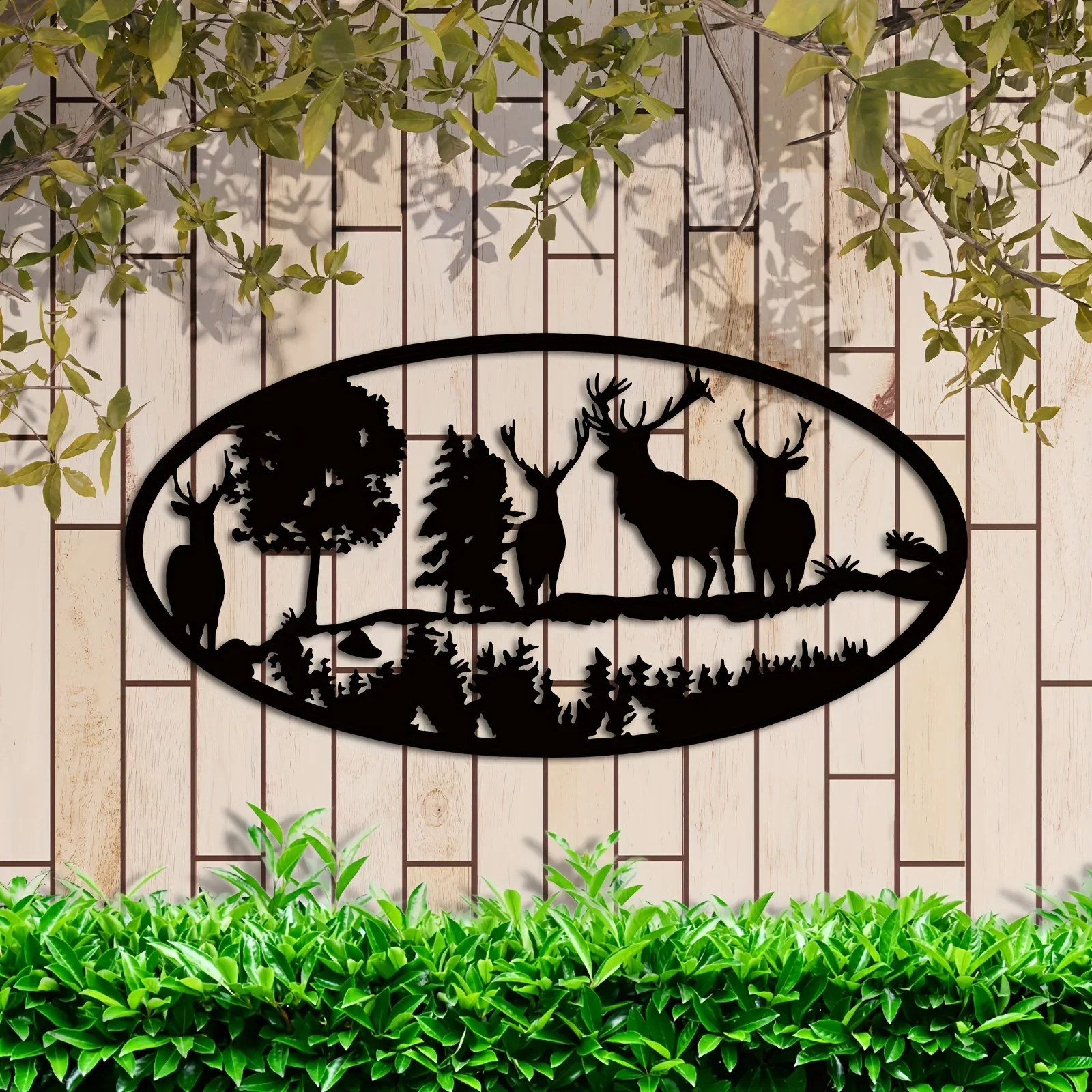 

CIFBUY Rustic Metal Deer Home Art for Bedroom Home and Cabin Wall Decor Mountain Landscape Sculpture with Woodland Theme wall d