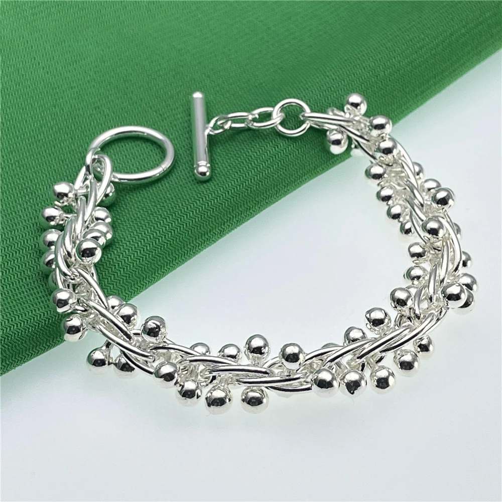 925 Sterling Silver Grape Bead Bracelet Men's and Women's Fashion Exquisite Wedding Party Jewelry Gift
925 Sterling Silver Grape Bead Bracelet Men's and Women's Fashion Exquisite Wedding Party Jewelry Gift
