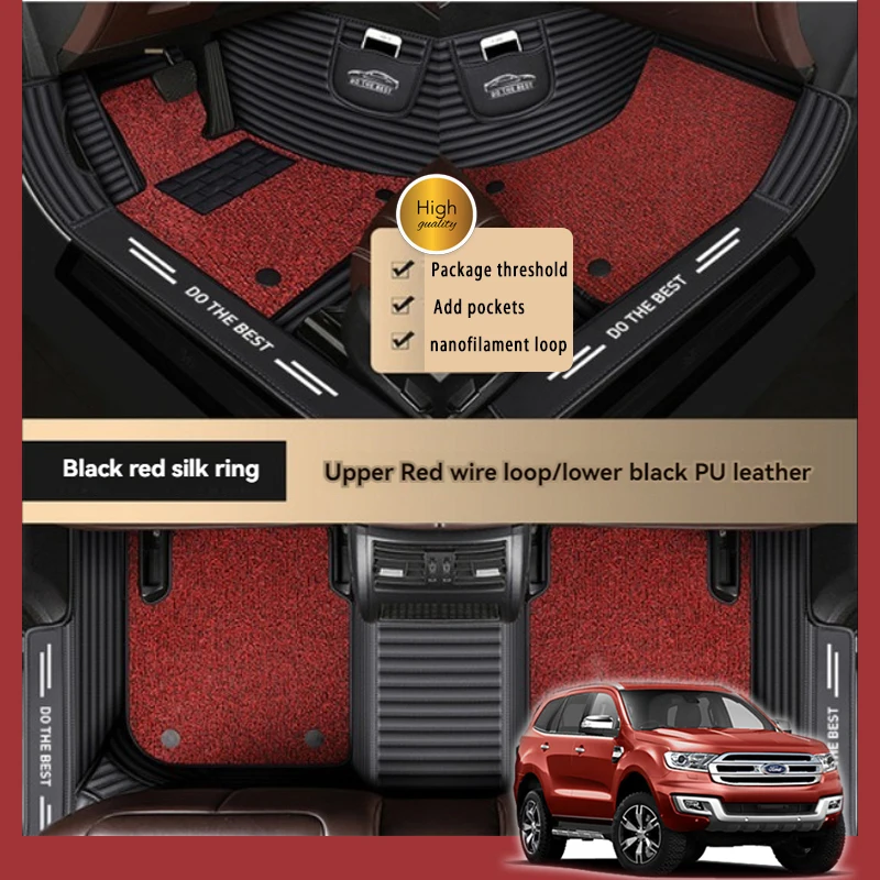 

7D Custom Double-layer Leather Car Floor Mats For Dodge Grand Durango Nitro RAM 1500 Stealth Magnum Charger Avenger Car-Styling