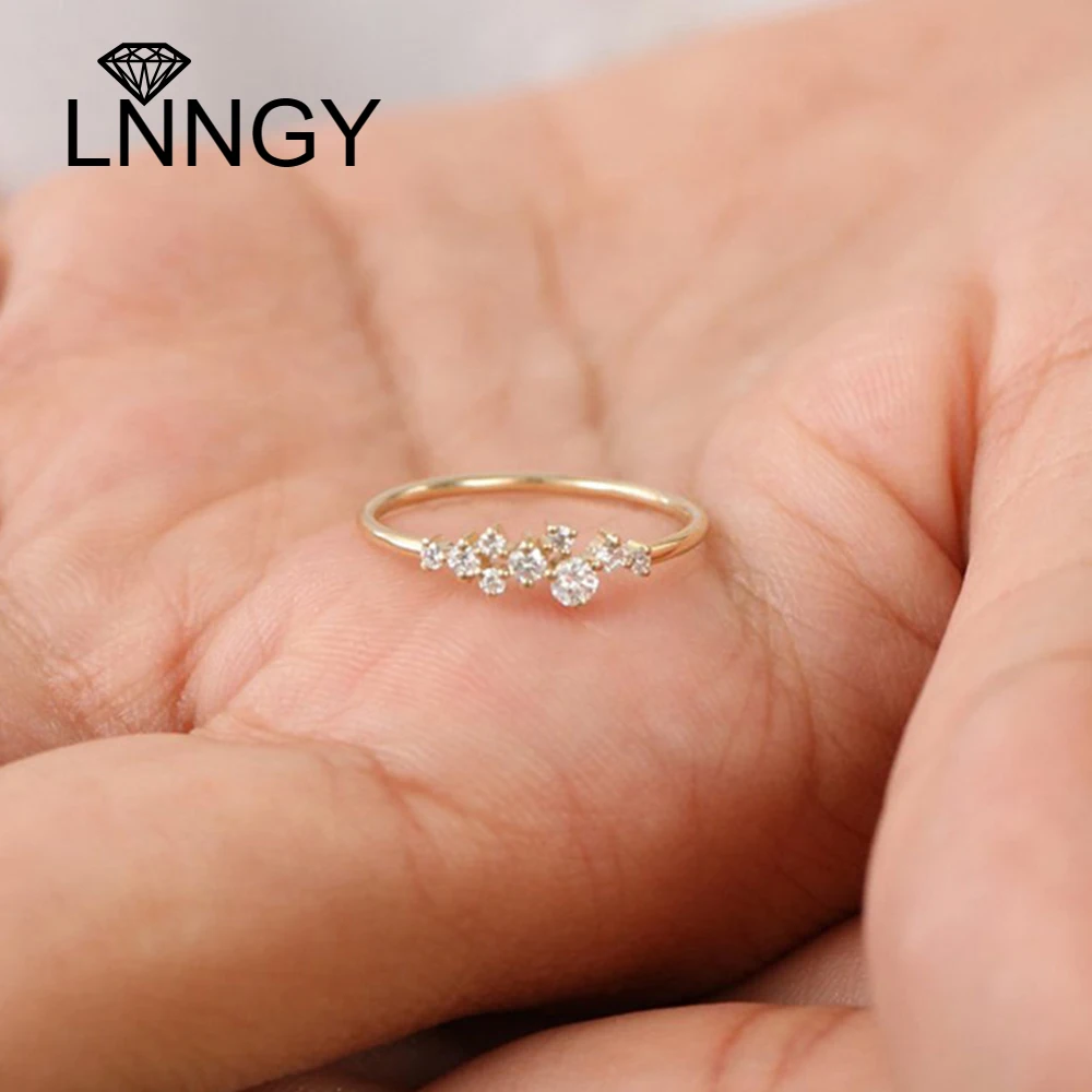 

Обручальные кольца Lnngy из стерлингового серебра 925 пробы с муассанитом для женщин, круглые кольца с бриллиантами для лаборатории, ювелирные изделия